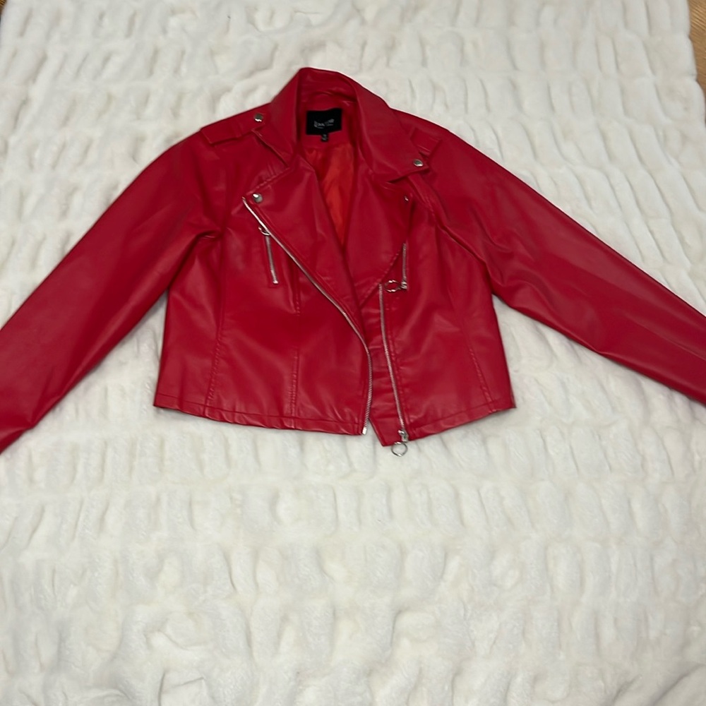 Cherry Red Leather Jacket